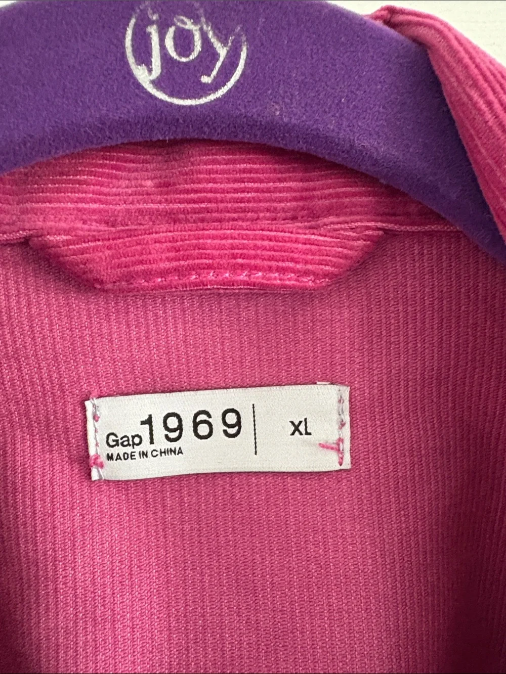 GAP 1969 Berry Pink Lily Flap Corduroy Button Front Trucker Jacket Size XL